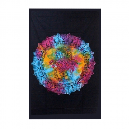 Indisches Baumwoll-Wandtuch, Tagesdecke, Hamsas Hand